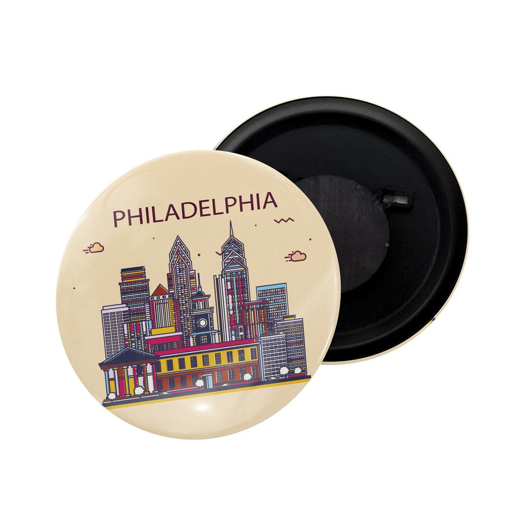 dhcrafts Fridge Magnet Brown Color Philadelphia Glossy Finish Design Pack of 1
